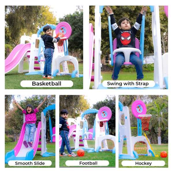 5 in 1 Swing, Slide & Basketball Set