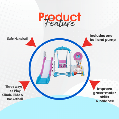 5 in 1 Swing, Slide & Basketball Set