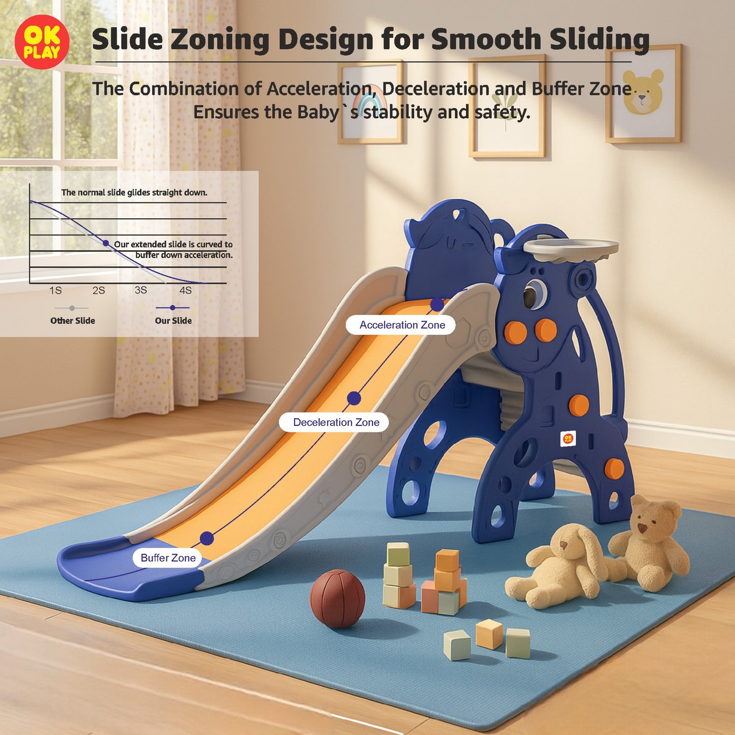 Unicorn Slide With Basketball Ring - Junior