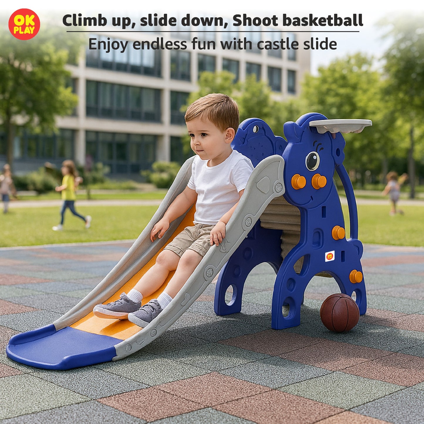 Unicorn Slide With Basketball Ring - Junior