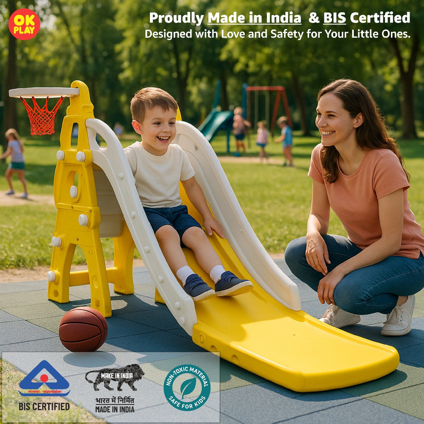 Castle Slide With Basketball Ring