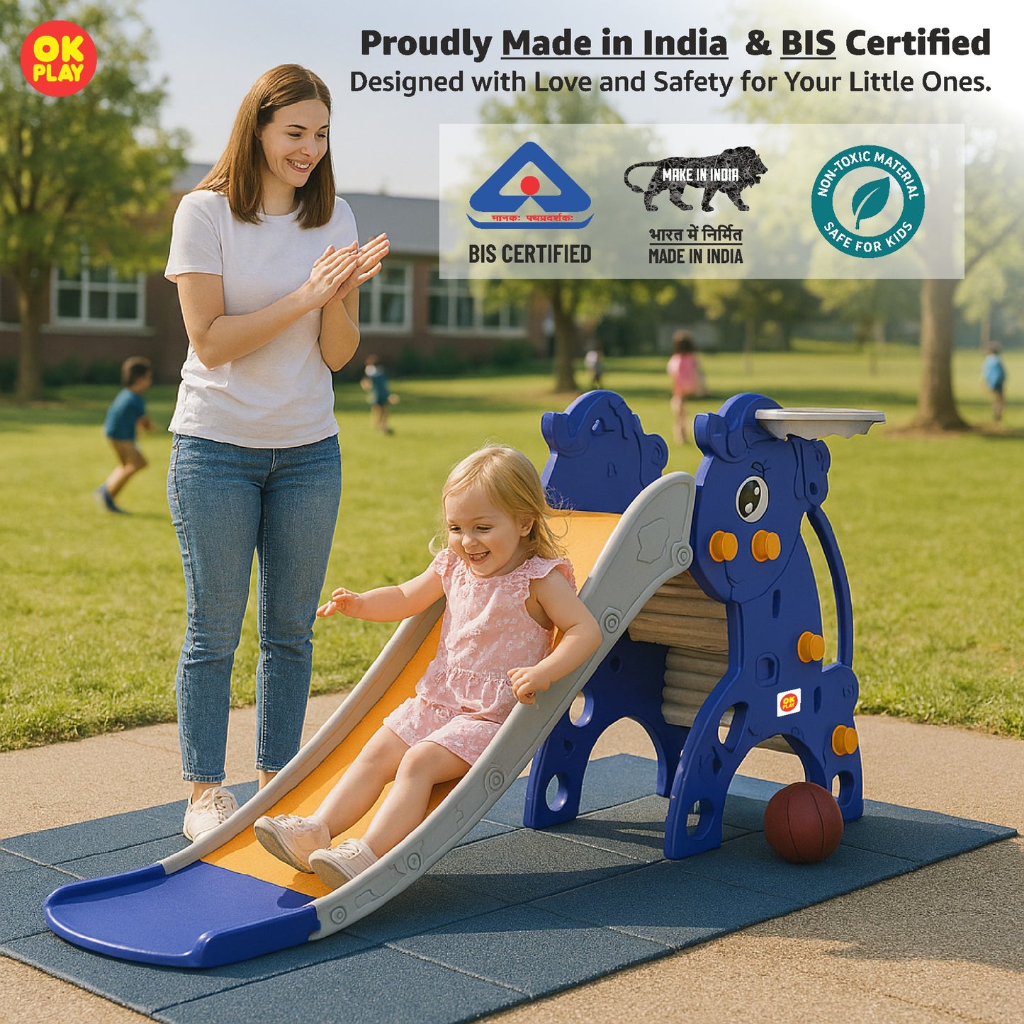 Unicorn Slide With Basketball Ring - Junior