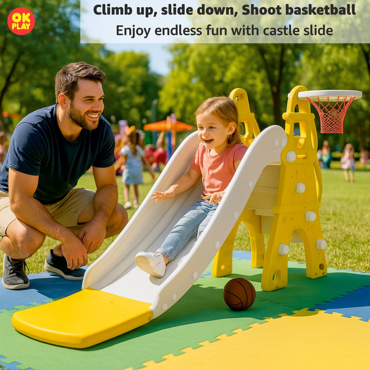 Castle Slide With Basketball Ring