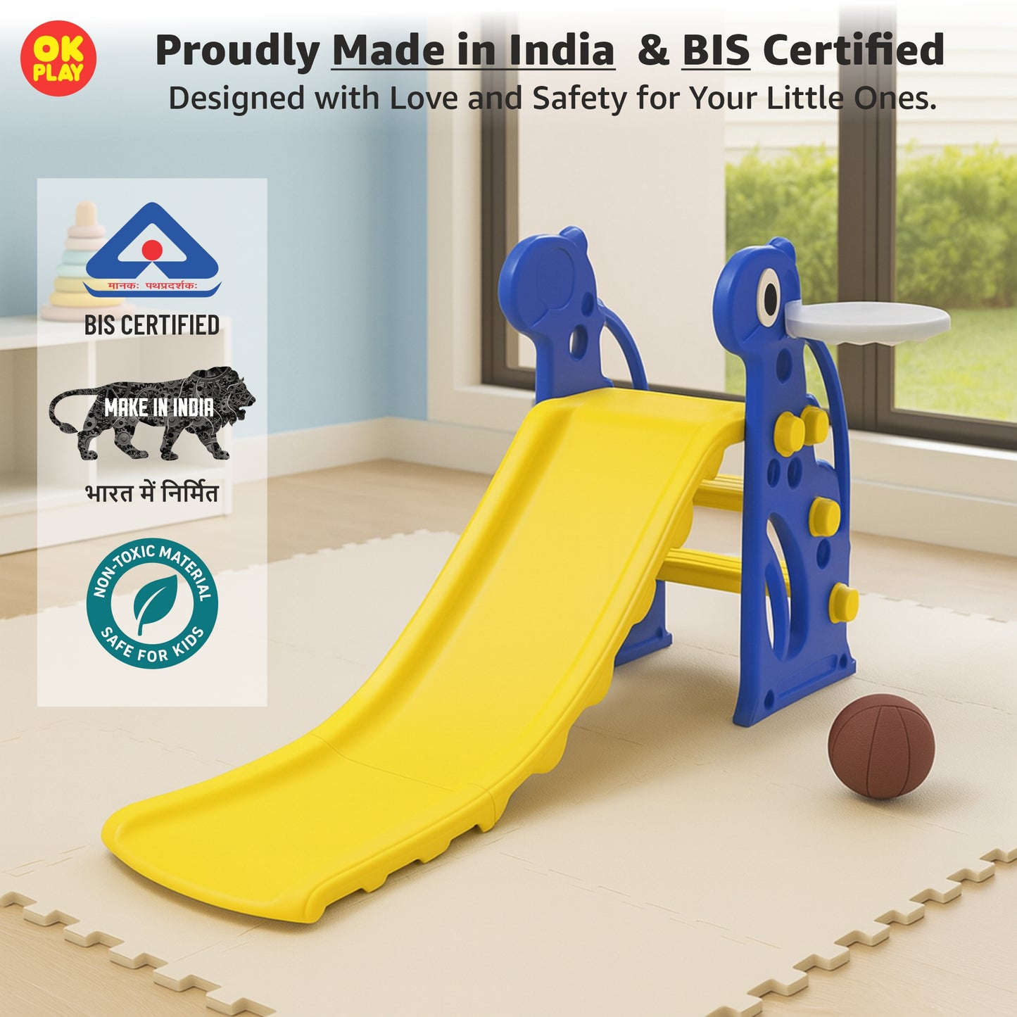 Giraffe Slide With Basketball Ring