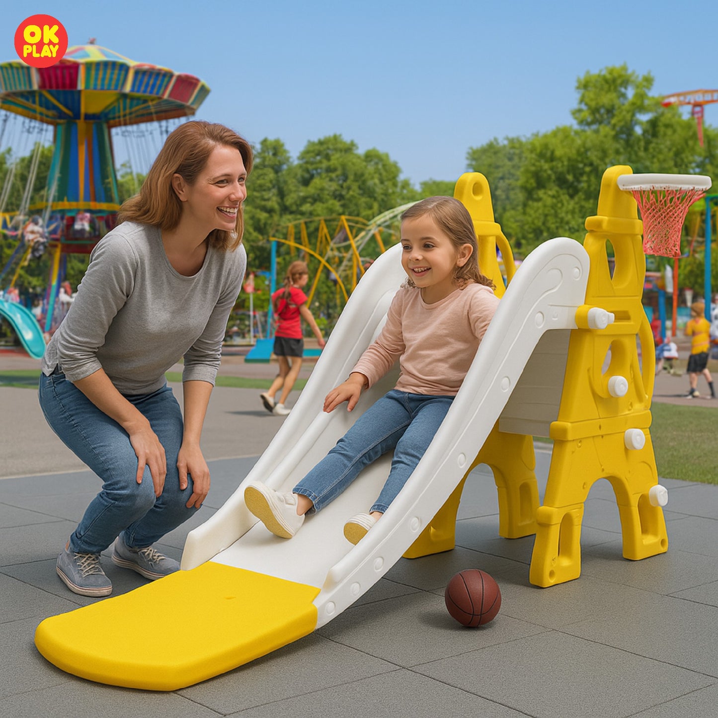 Castle Slide With Basketball Ring