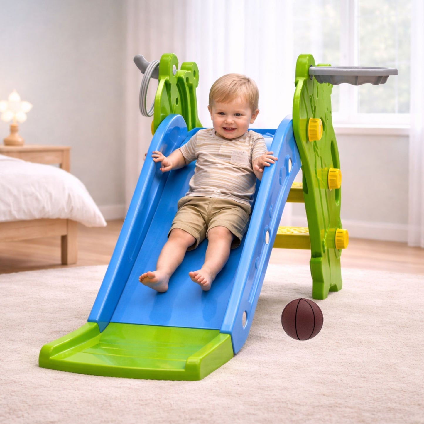 Panda Slide With Basketball & Toss Ring