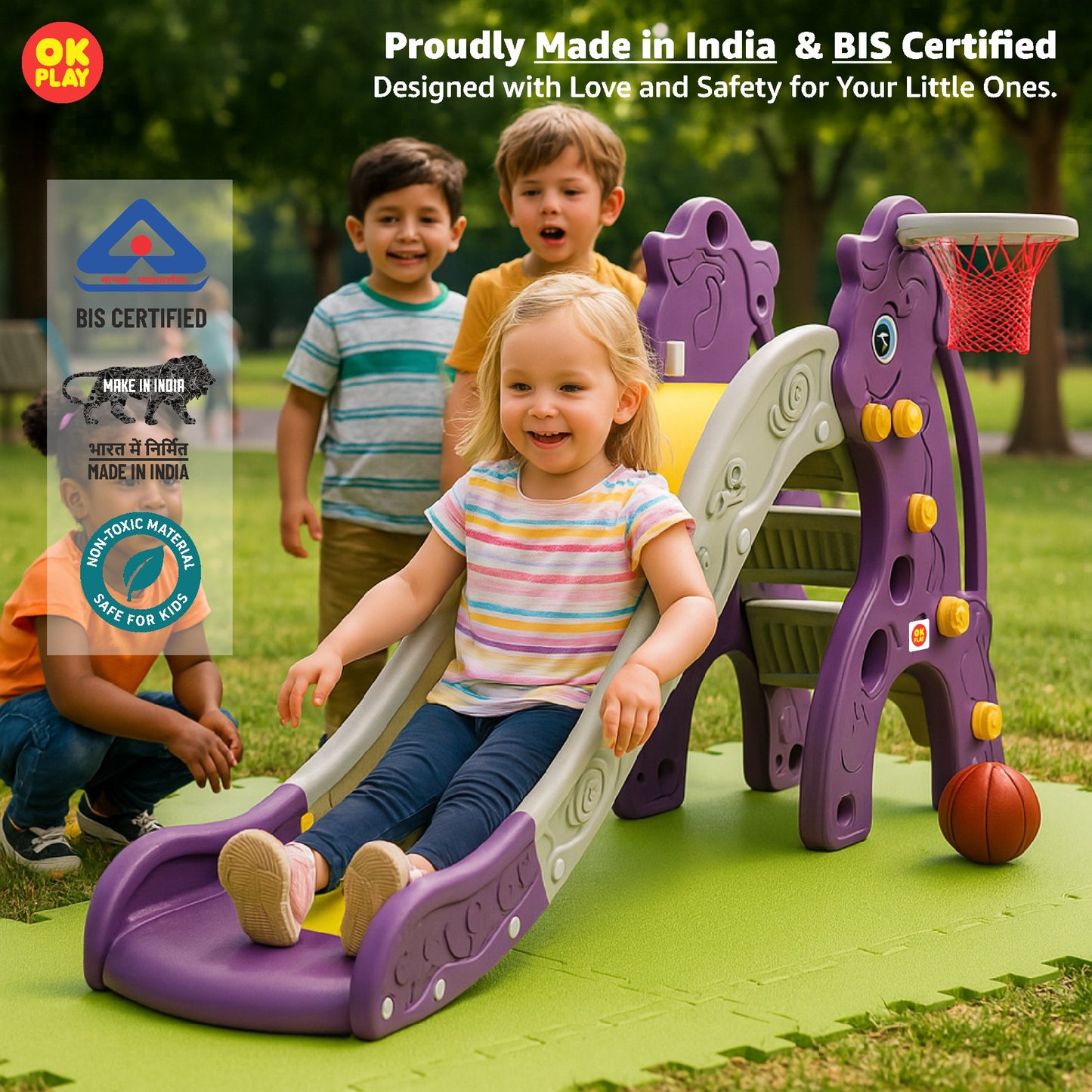 Unicorn Slide With Basketball Ring - Senior