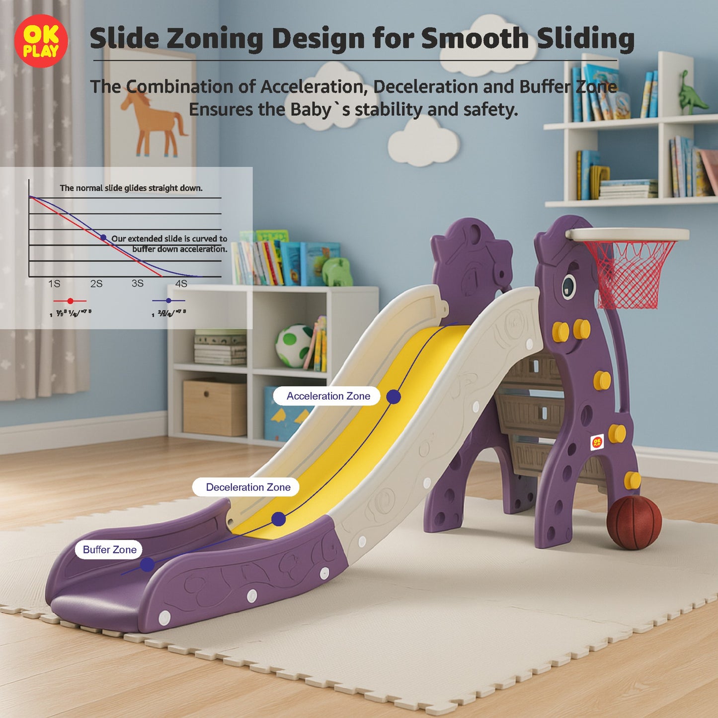 Unicorn Slide With Basketball Ring - Senior