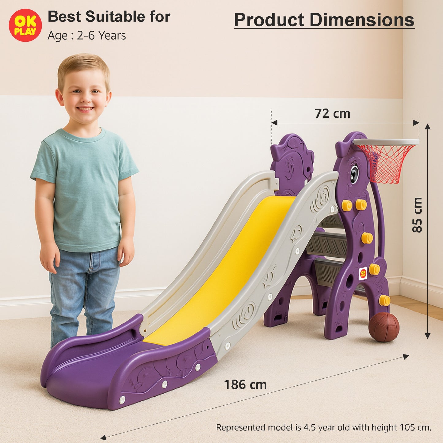 Unicorn Slide With Basketball Ring - Senior