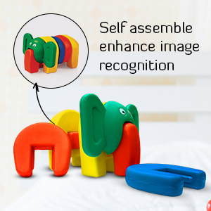 The toy includes six different pieces your child can use to assemble the elephant with their own creativity.